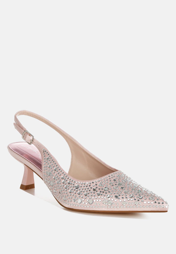 Vernaos Pointed Toe Rhinestone Slingbacks-1