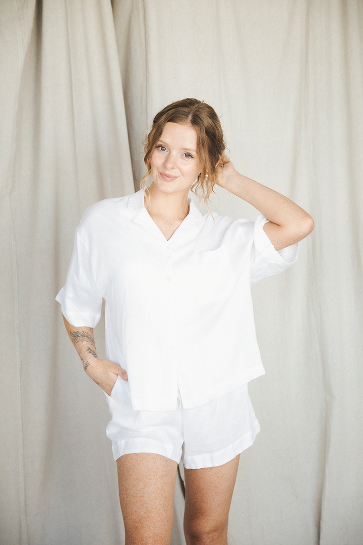 White Linen Matching Set-0