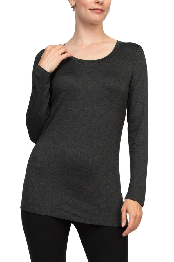 Cupio Scoop Neck Long Sleeve Solid Jersey Top-0