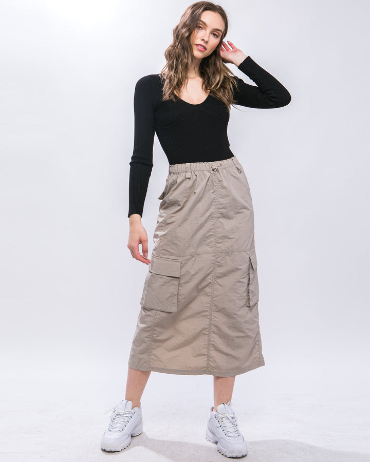 SIDE POCKET CARGO SKIRT-3
