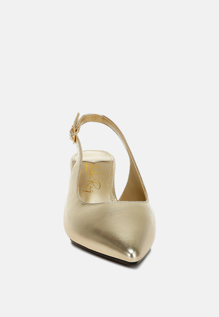 Zofoya Metallic Faux Leather Slingback Sandals-3