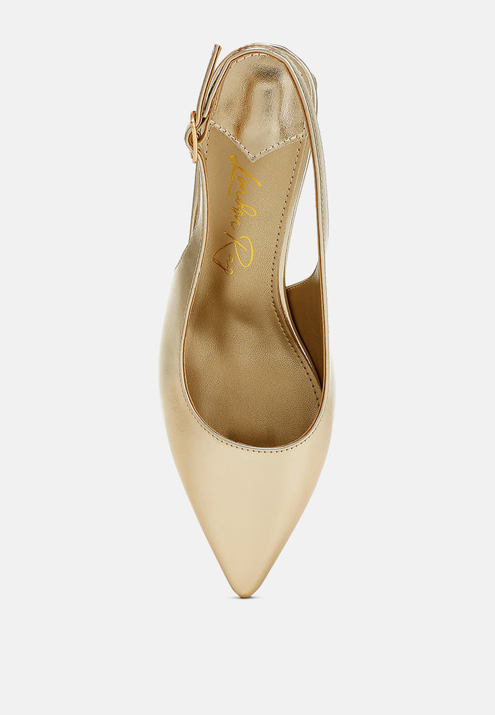 Zofoya Metallic Faux Leather Slingback Sandals-4