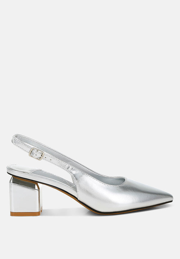 Zofoya Metallic Faux Leather Slingback Sandals-5