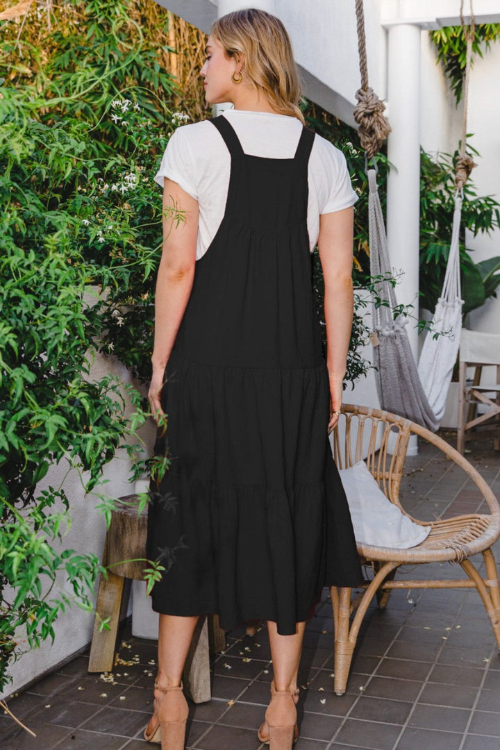 ODDI Full Size Sleeveless Tiered Midi Dress-1