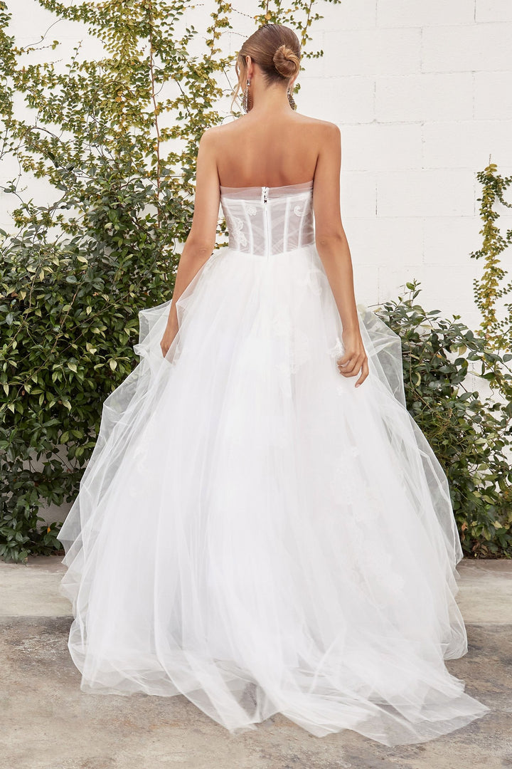 Aurora Tulle Look Sheer Zipped Corset Vintage Appliquéd Long Wedding Dress CDA1050W-2
