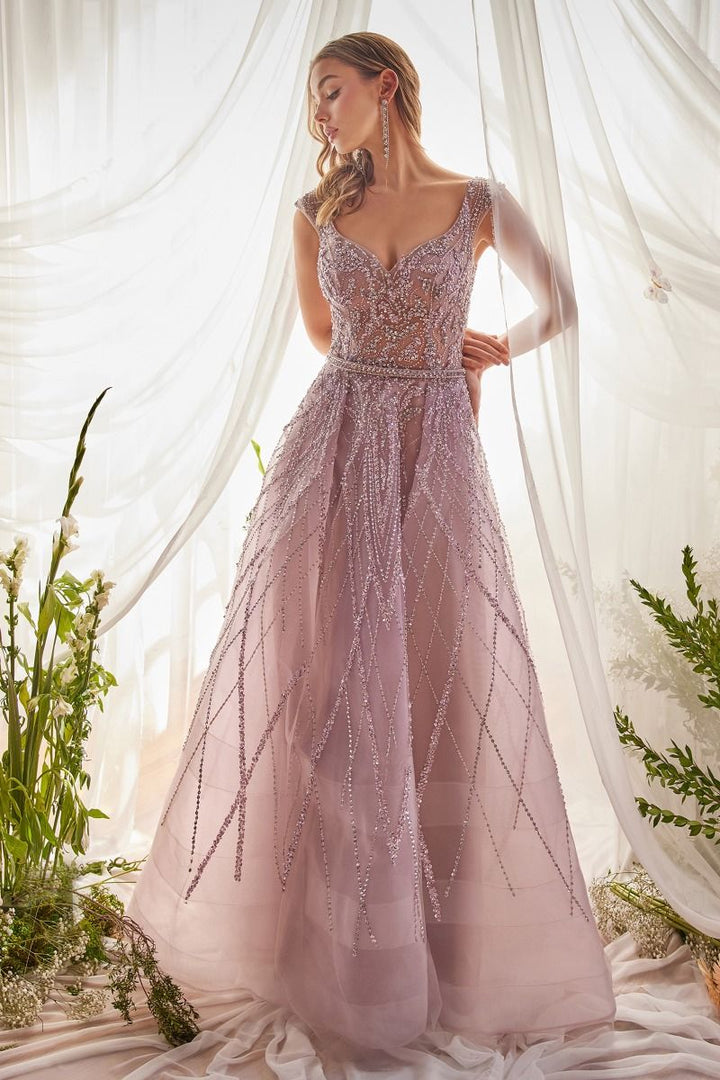 Gemma Jewel Beaded Sequin Sheer Embroidered Bodice Long Prom Dress CDA1091-4