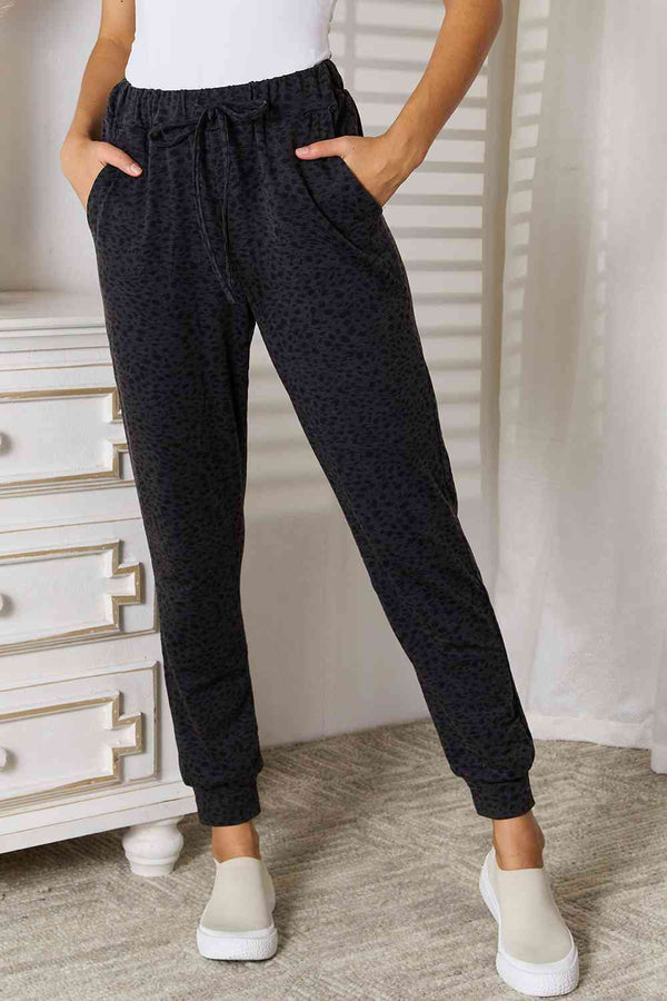 Basic Bae Leopard Print Joggers with Pockets-0