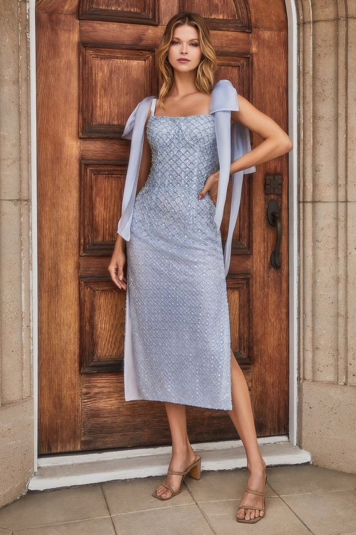 Embellished Cocktail Dress With Tie Straps-4