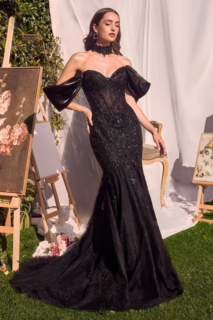 Strapless Lace Mermaid Gown & Removable Accessory-1