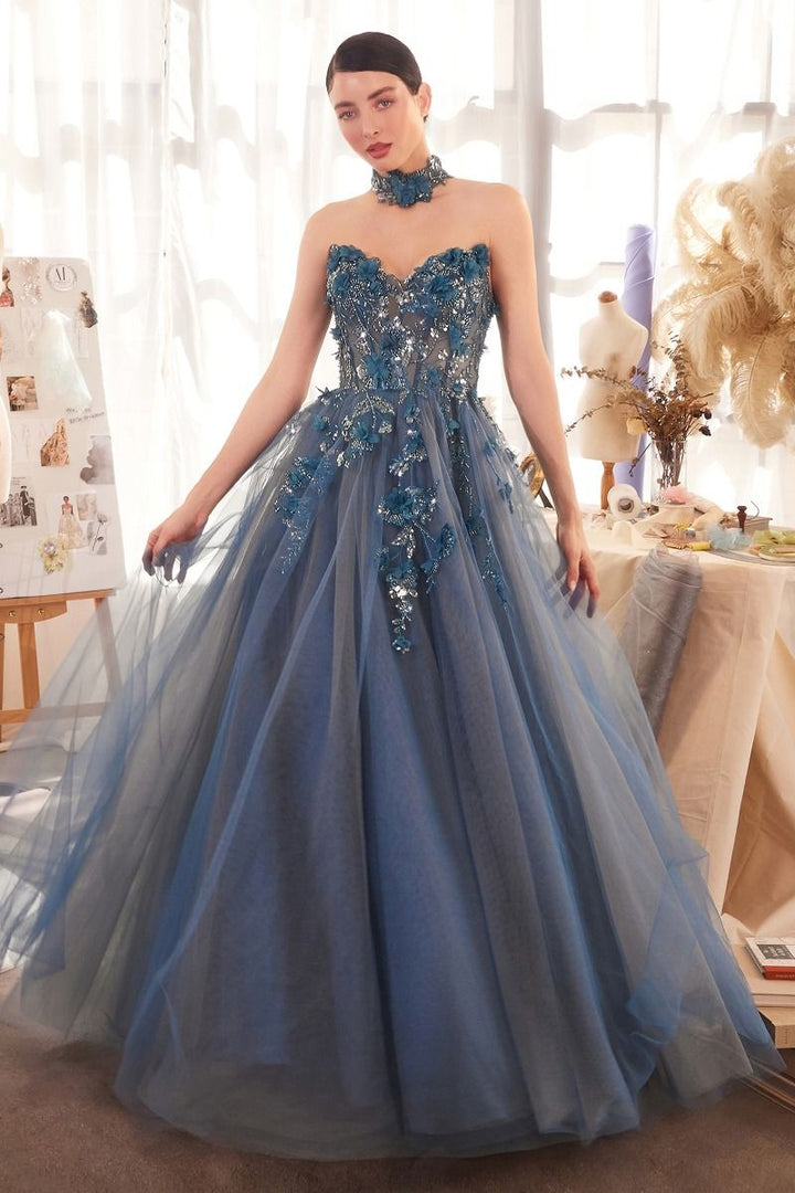 Strapless Lace Ball Gown & Choker-2