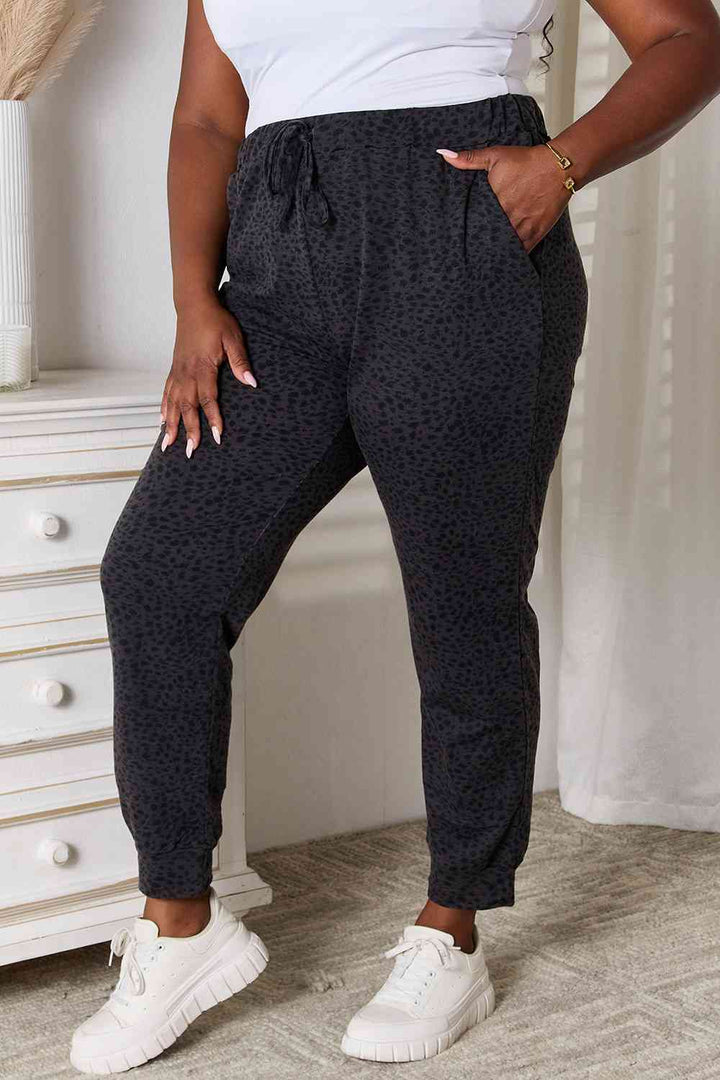 Basic Bae Leopard Print Joggers with Pockets-3