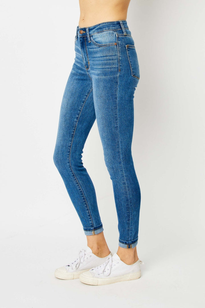 Judy Blue Full Size Cuffed Hem Skinny Jeans-3