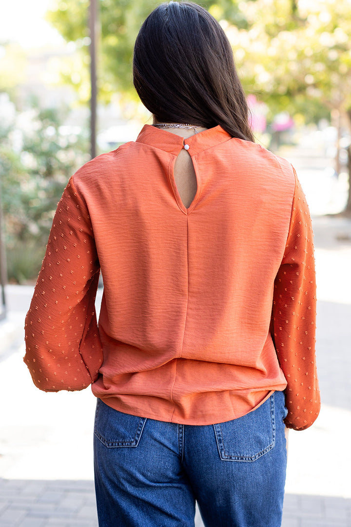 June Swiss Dot Balloon Sleeve Loose Blouse-1