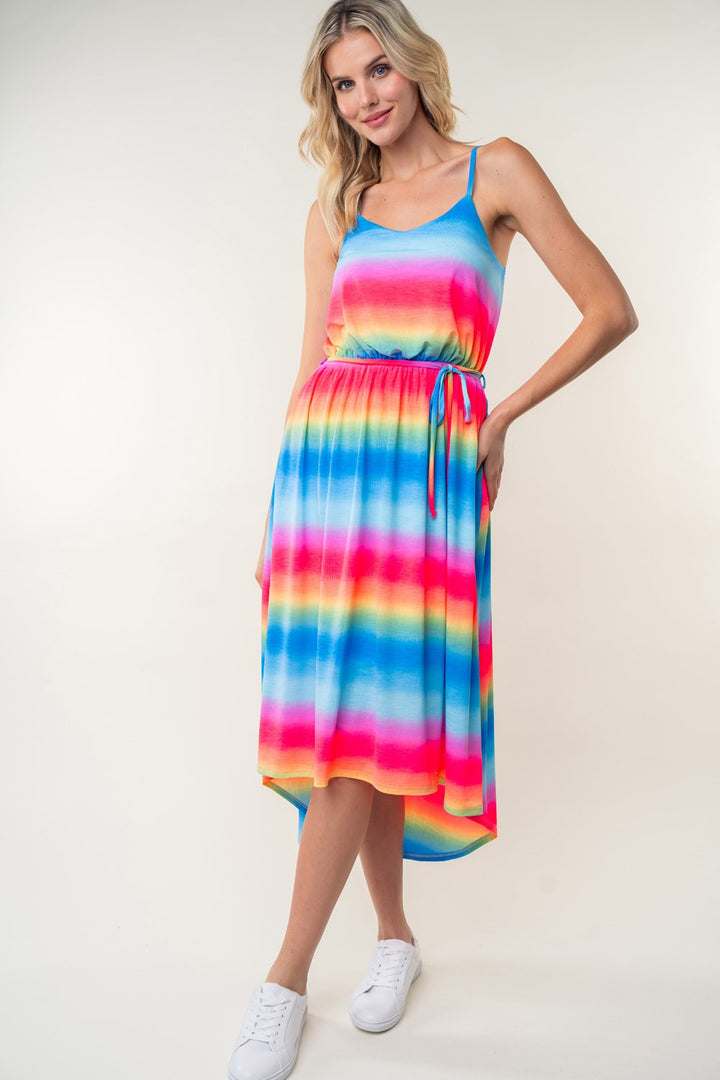 White Birch Full Size Ombre Striped Midi Cami Dress-2
