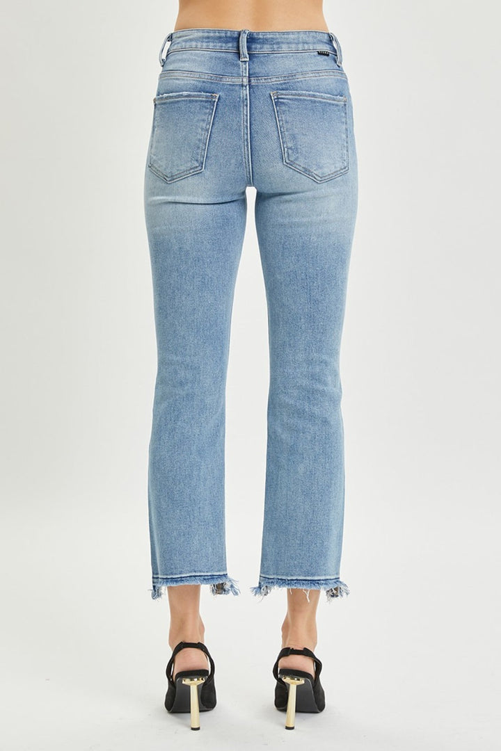 RISEN Full Size High Rise Distressed Cropped Straight Jeans-1