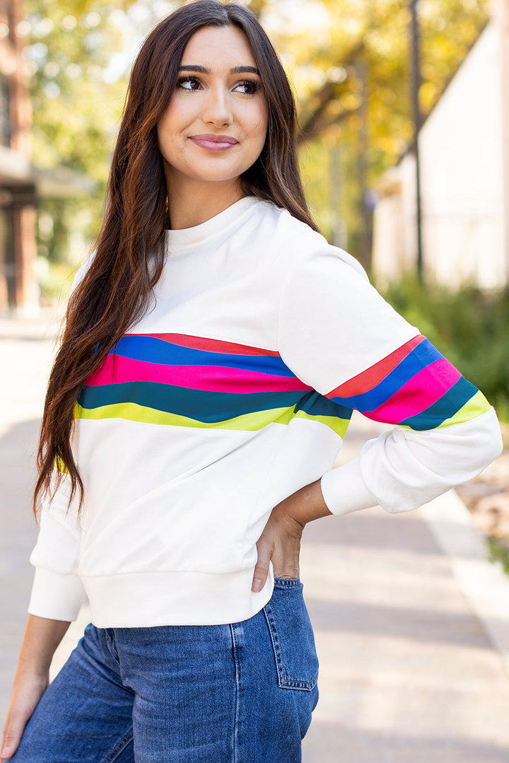 Alora Striped Accent Long Sleeve Top-2