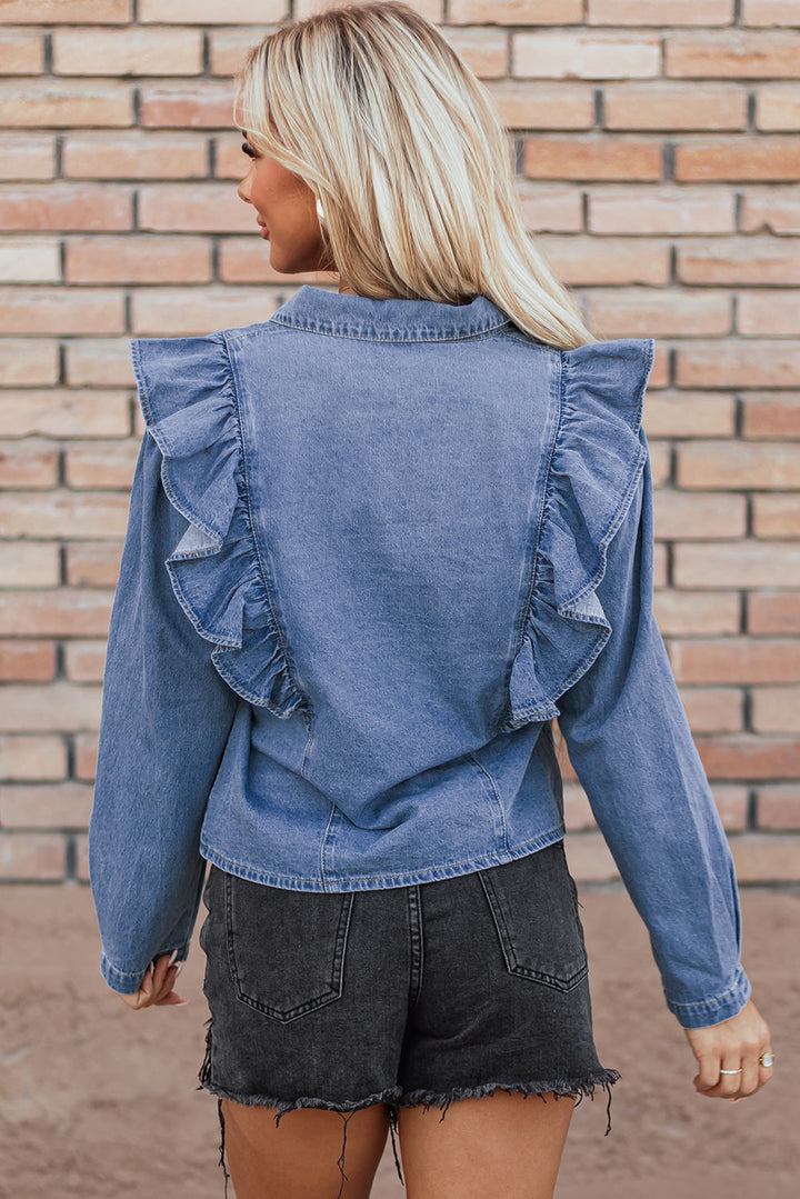 Trinity Denim Ruffled Casual Top-1