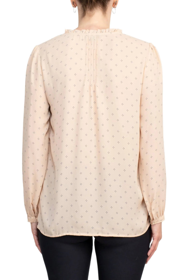 Adrianna Papell Crew Neck Long Sleeves Button Detail Woven Top-2