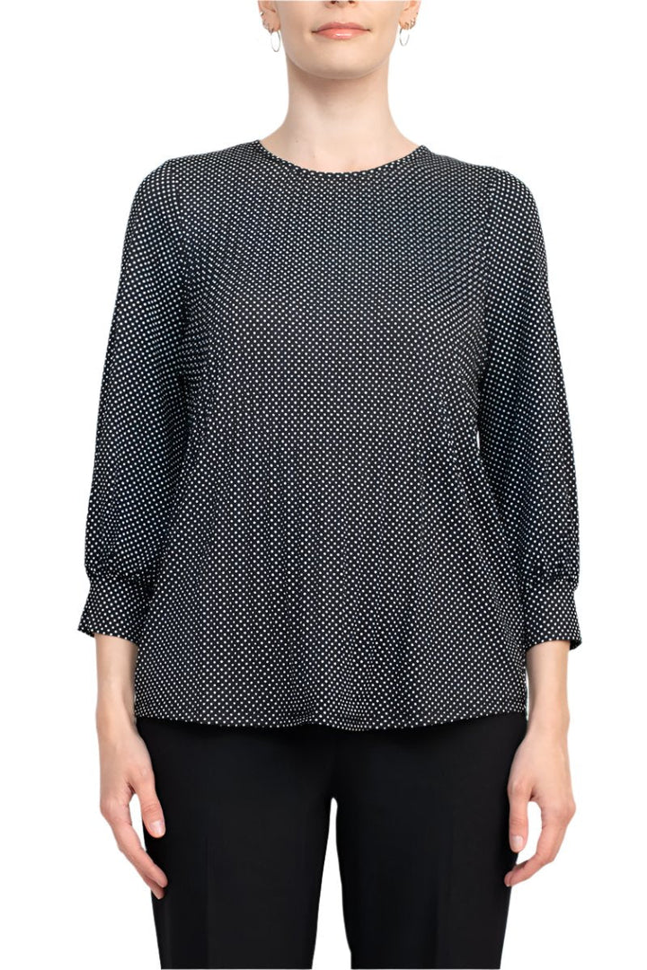 Adrianna Papell Crew Neck 3/4 Sleeves Crepe Top-2