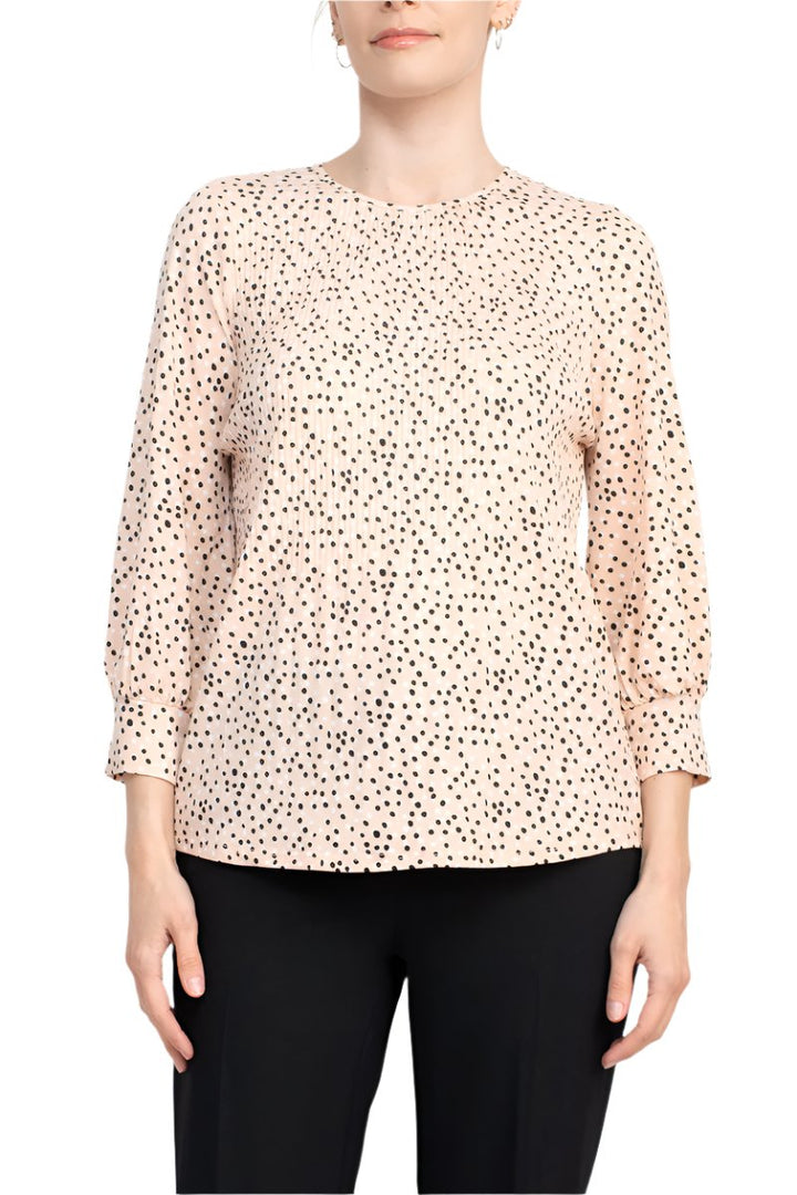 Adrianna Papell Crew Neck 3/4 Sleeves Crepe Top-1
