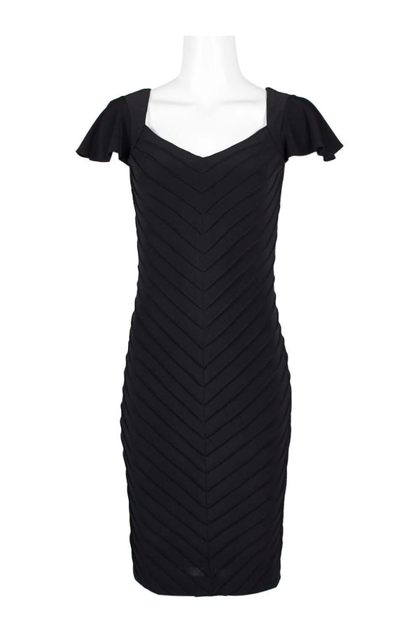 Adrianna Papell V-Neck Cap Sleeve Piping Detail Bodycon Zipper Back Jersey Dress-0