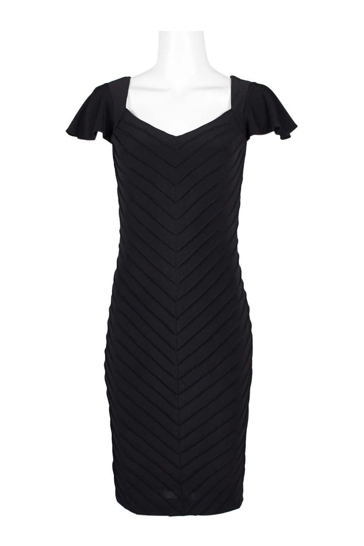 Adrianna Papell V-Neck Cap Sleeve Piping Detail Bodycon Zipper Back Jersey Dress-0