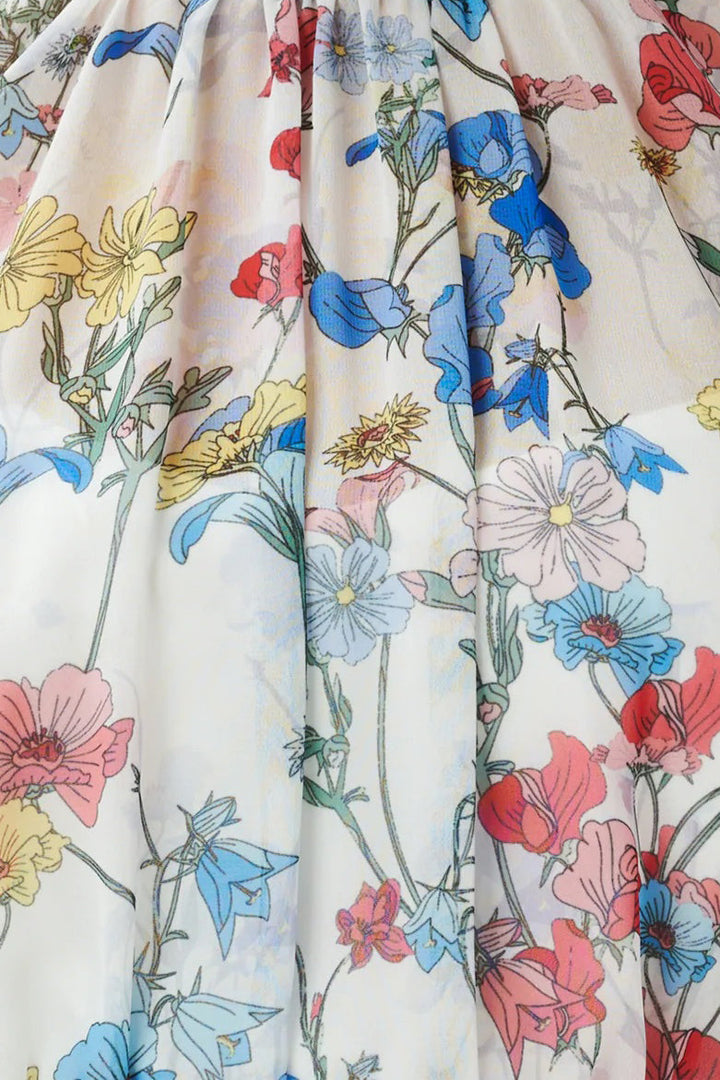 Adrianna Papell Crew Neck Back Zipper Sleeveless Floral Chiffon Midi Dress-3