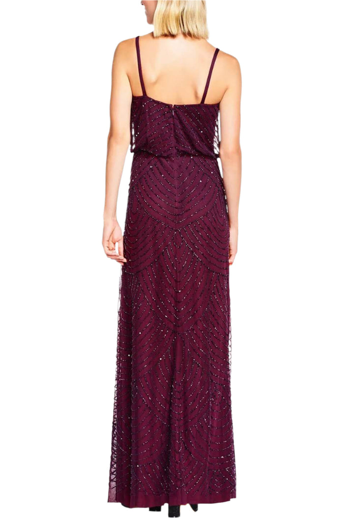 Adrianna Papell Spaghetti Strap Zipper Back Blouson Embellished Mesh Dress-2