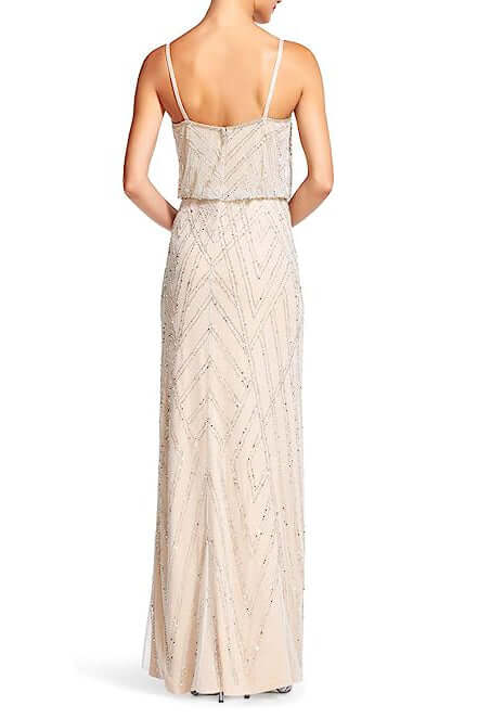 Adrianna Papell Spaghetti Strap Zipper Back Blouson Embellished Mesh Dress-4