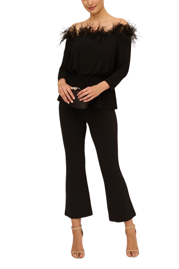 Adrianna Papell Off The Shoulder 3/4 Sleeve with Feaher Accents - Wholesale-2