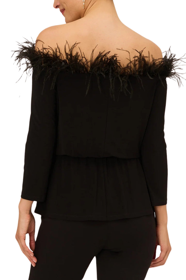 Adrianna Papell Off The Shoulder 3/4 Sleeve with Feaher Accents - Wholesale-1