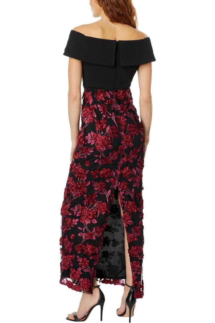 Adrianna Papell Embroidered Off-the-Shoulder Short Sleeve Bodice Gown-1