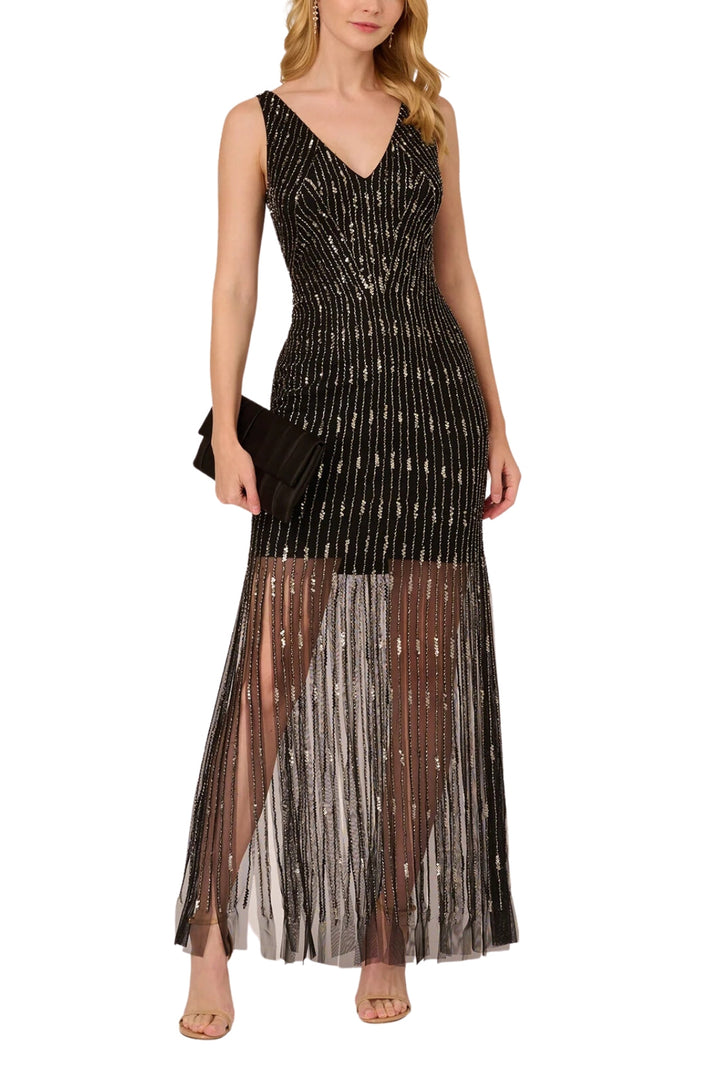 Adrianna Papell Beaded Sleeveless Dress With Carwash Hem-1