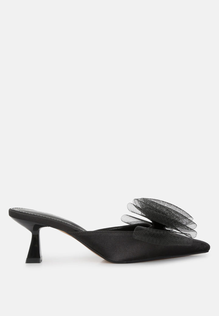 Asma Organza Bow Embellished Satin Mules-0