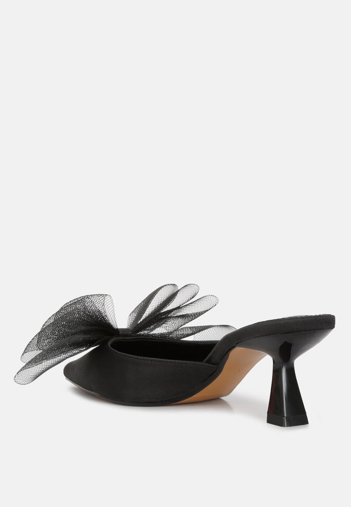 Asma Organza Bow Embellished Satin Mules-2