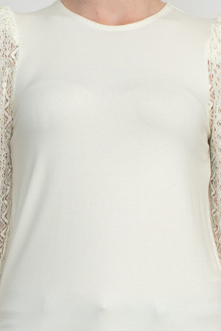 Cupio Crew Neck Lace Long Sleeve Viscose Top-3