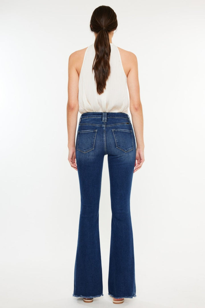 Kancan Cat's Whiskers Raw Hem Flare Jeans-3