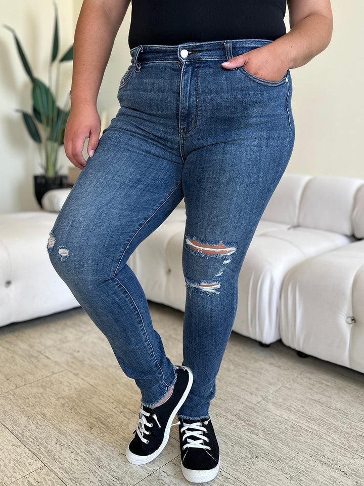 Judy Blue Full Size  High Waist Distressed Skinny Jeans-2