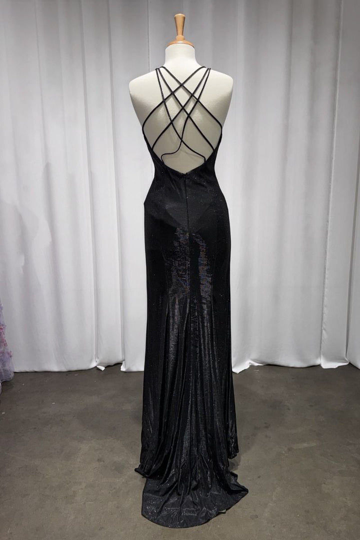 Sheath dress with v-neckline and spaghetti straps on the back-1