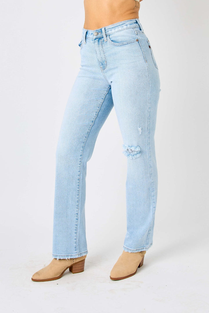 Judy Blue Full Size High Waist Distressed Straight Jeans-2