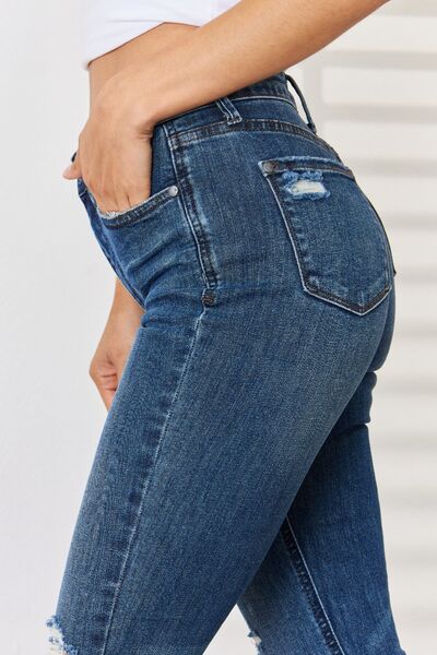 Judy Blue Full Size High Waist Distressed Slim Jeans-4