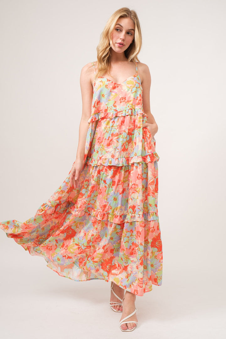 And The Why Floral Ruffled Tiered Maxi Cami Dress-0