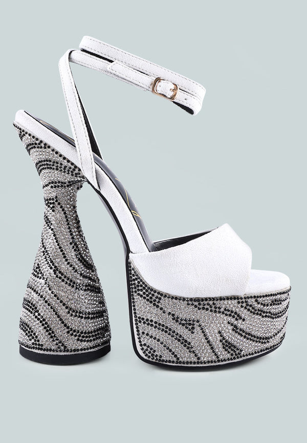Backstage Rhinestone Embellished Ultra High Platform Sandals-5