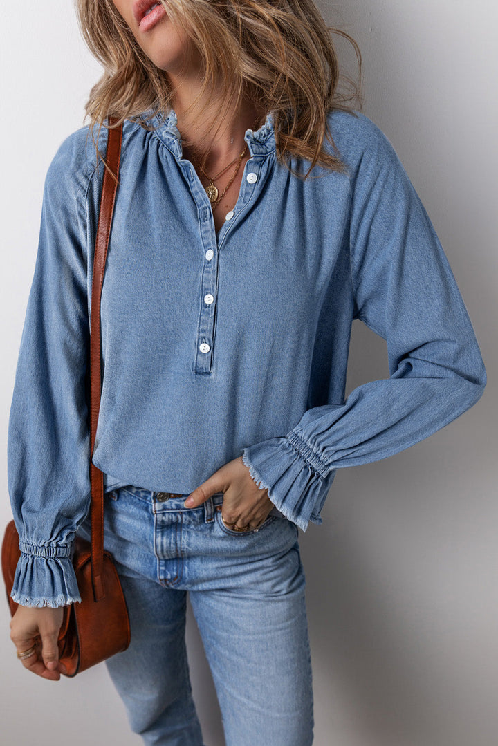 Natasha Buttoned Denim Top-2