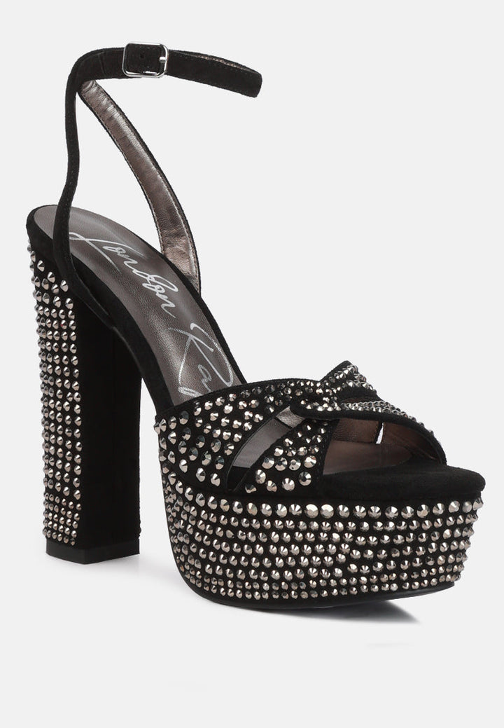Bellini Heat-Set Diamante High Block Heel Sandals-6