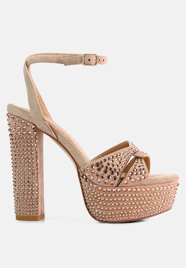 Bellini Heat-Set Diamante High Block Heel Sandals-5