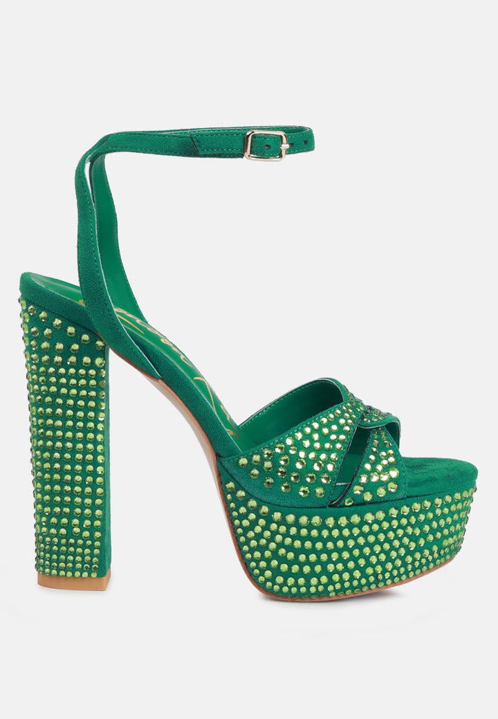 Bellini Heat-Set Diamante High Block Heel Sandals-0