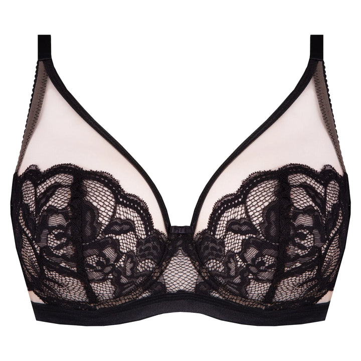 Sheer Mesh Lace Plunge Bra Carmella-1