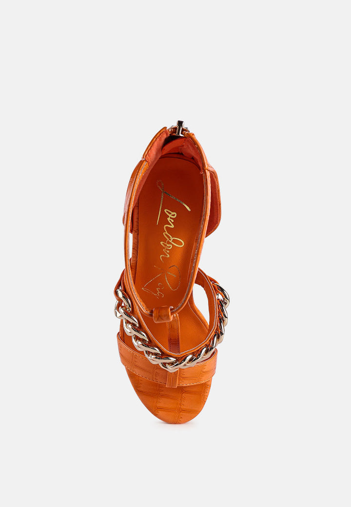 Bonita Metal Chain Zip Up Sandals-3