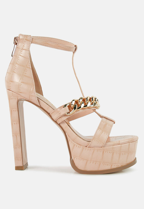 Bonita Metal Chain Zip Up Sandals-5